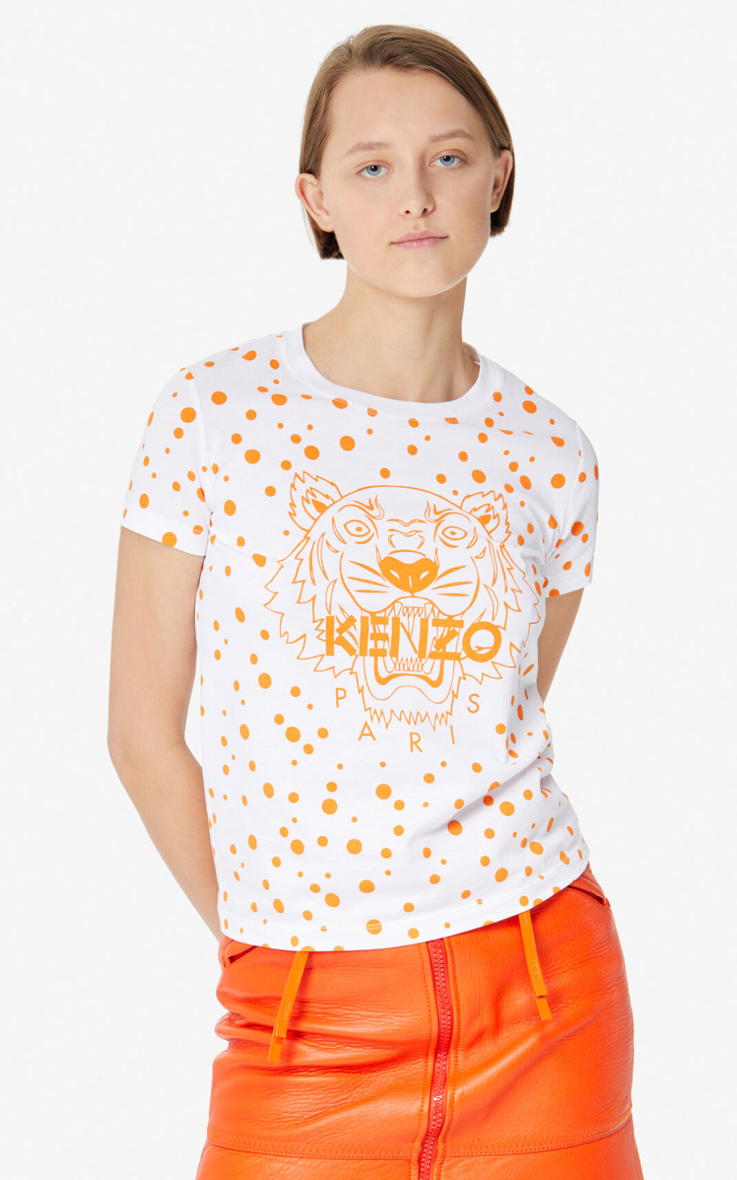 T Shirt Kenzo Femme Dots Tiger Orange Foncé ULJEC-1347